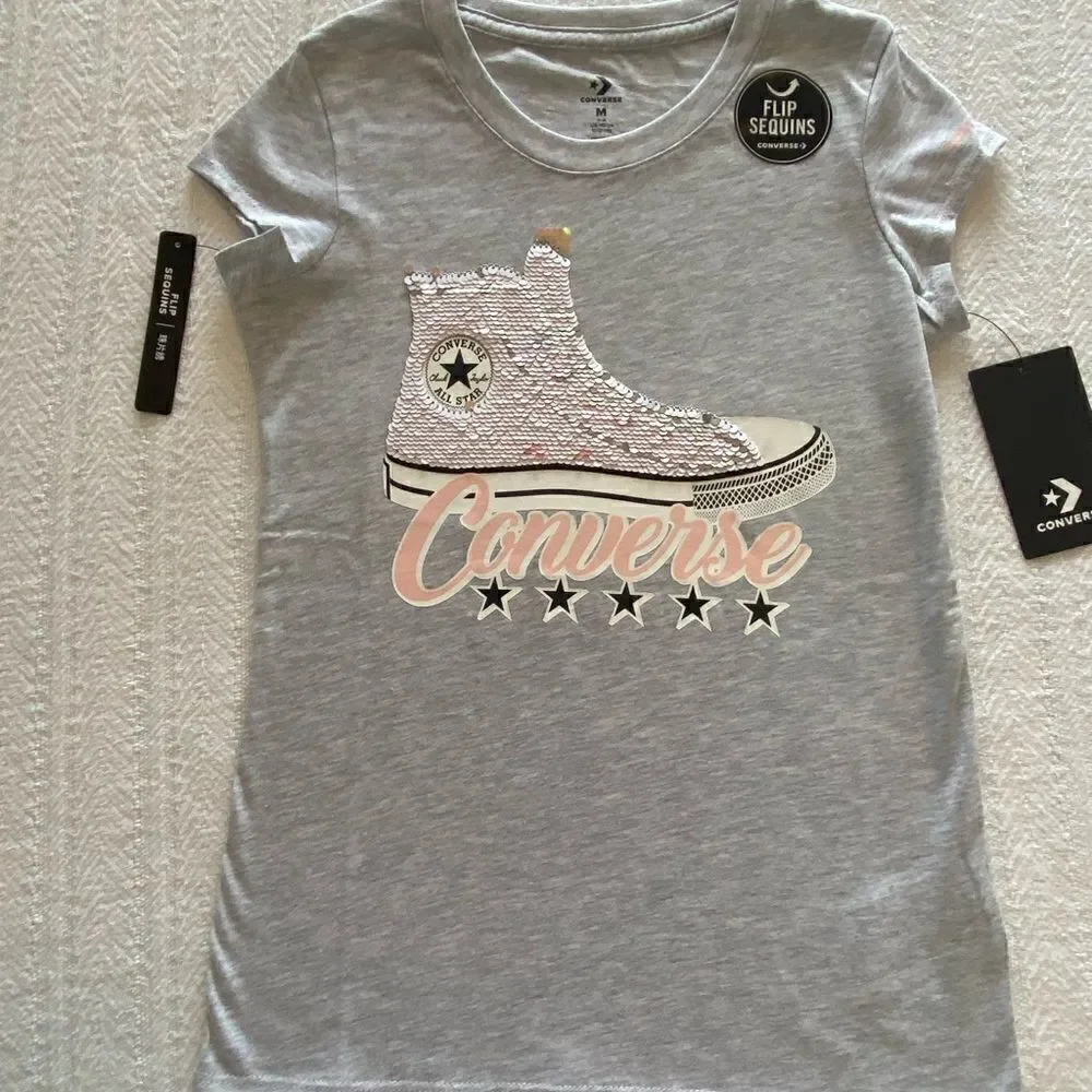 Converse Girls Sneaker Tshirt with Flip Sequins